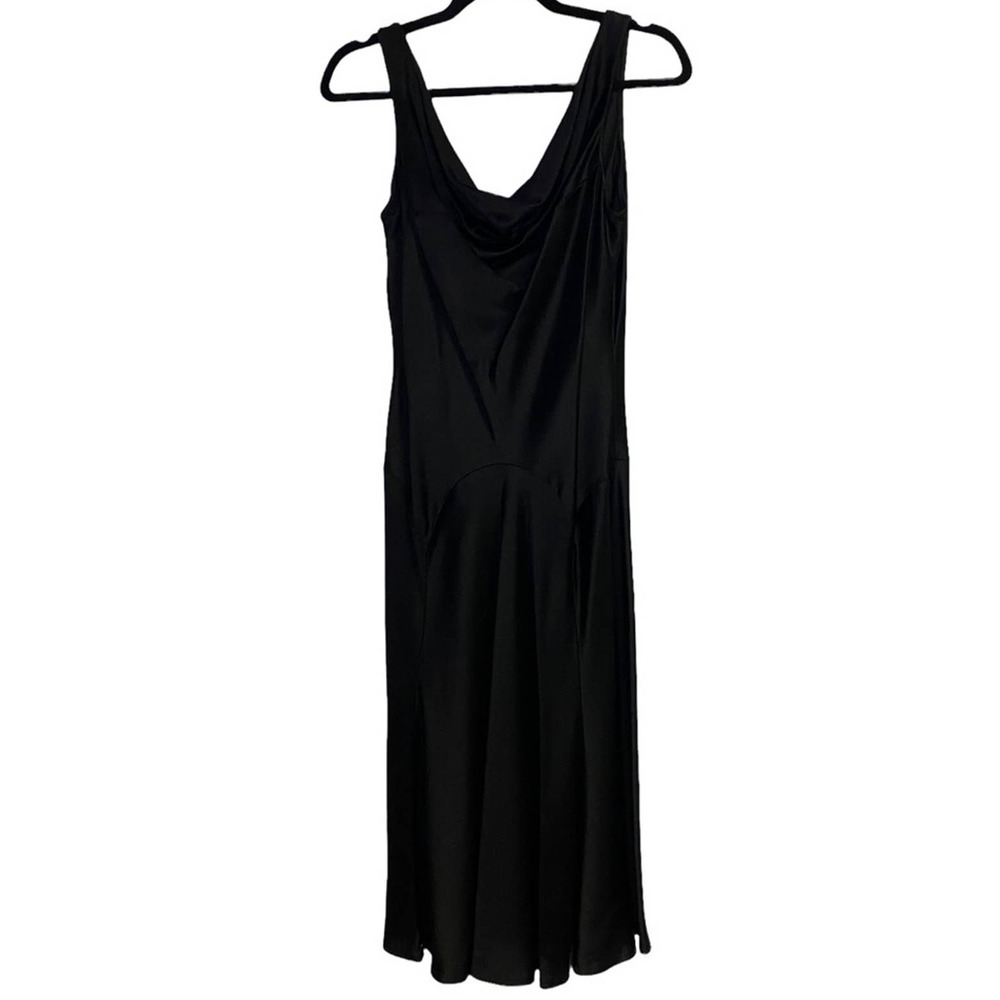 Carmen Marc Valvo Satin Dress Women 8 Black Holiday Party Minimalist 90s VTG